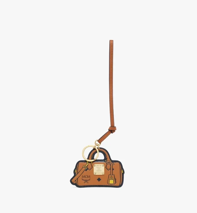 2D Ella Boston Bag Charm in Monogram Print Leather