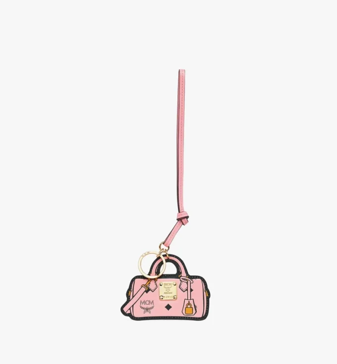 2D Ella Boston Bag Charm in Monogram Print Leather