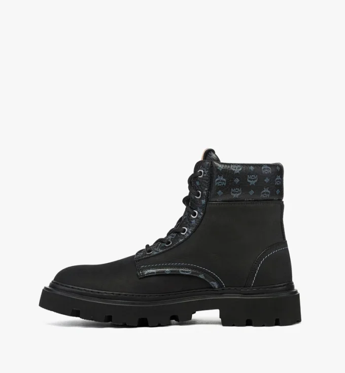 Ankle Boots in Nubuck and Monogram Print Leather