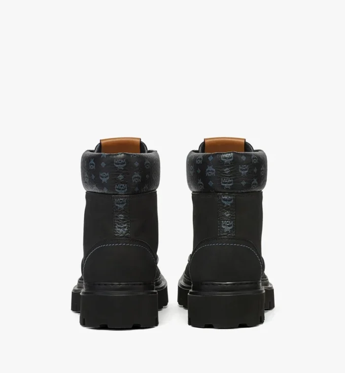 Ankle Boots in Nubuck and Monogram Print Leather