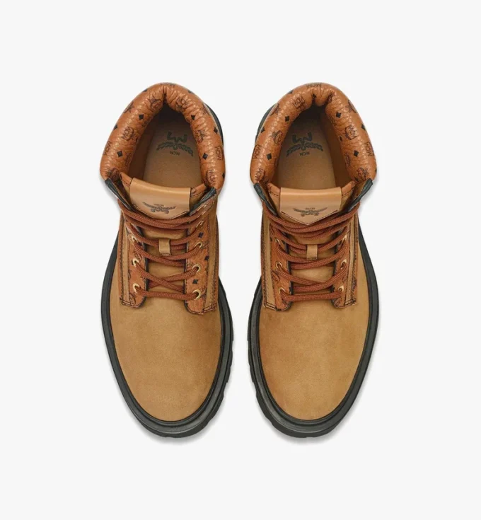 Ankle Boots in Nubuck and Monogram Print Leather
