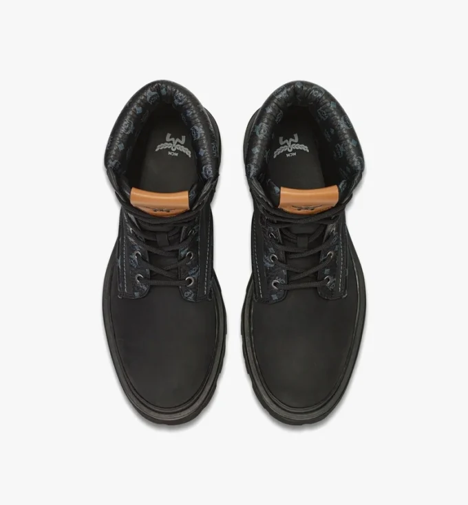 Ankle Boots in Nubuck and Monogram Print Leather