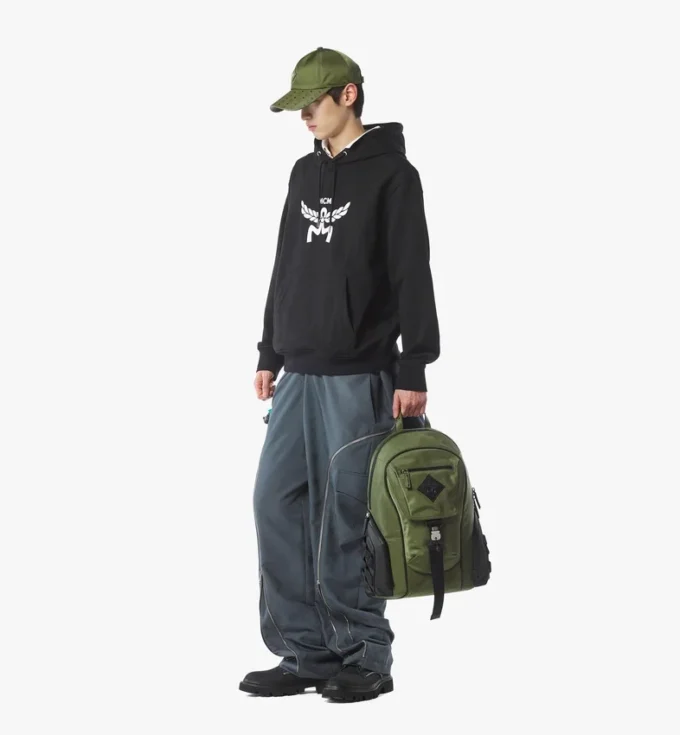 Aren Backpack in Econyl® and Monogram Print Leather