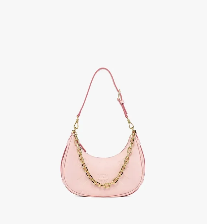 Aren Crescent Hobo Bag in Maxi Monogram Leather