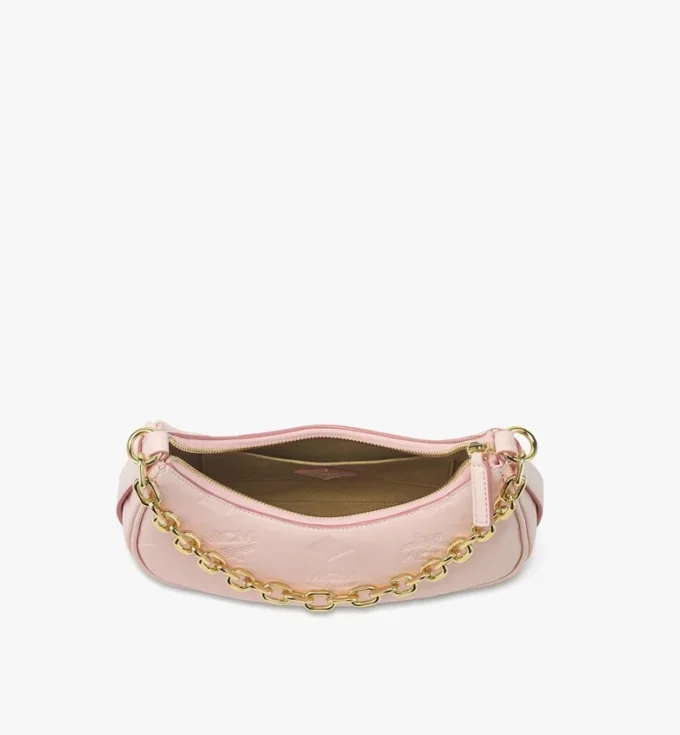 Aren Crescent Hobo Bag in Maxi Monogram Leather