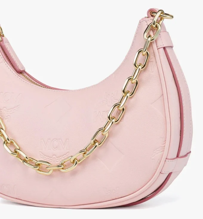 Aren Crescent Hobo Bag in Maxi Monogram Leather