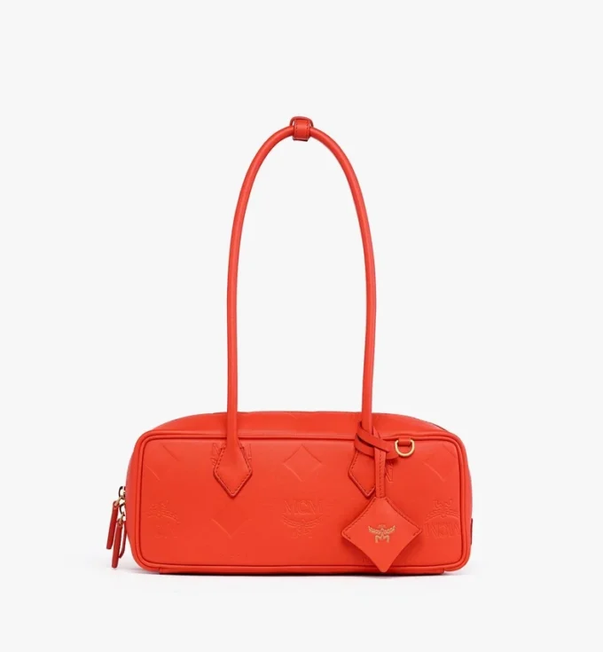 Aren East West Shoulder Bag in Maxi Monogram Leather