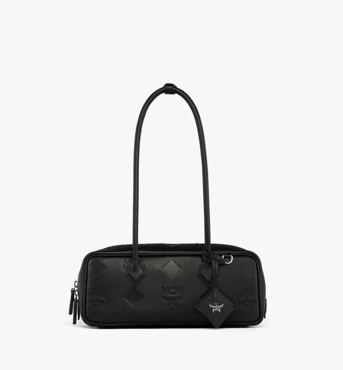 Aren East West Shoulder Bag in Maxi Monogram Leather