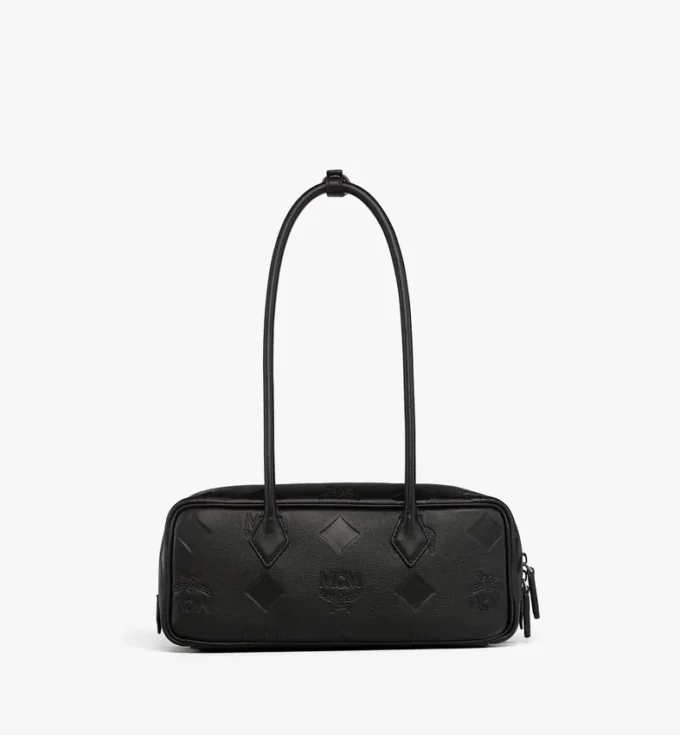 Aren East West Shoulder Bag in Maxi Monogram Leather