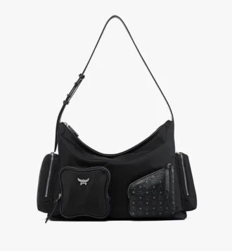 Aren Zip Hobo in Econyl® and Monogram Print Leather