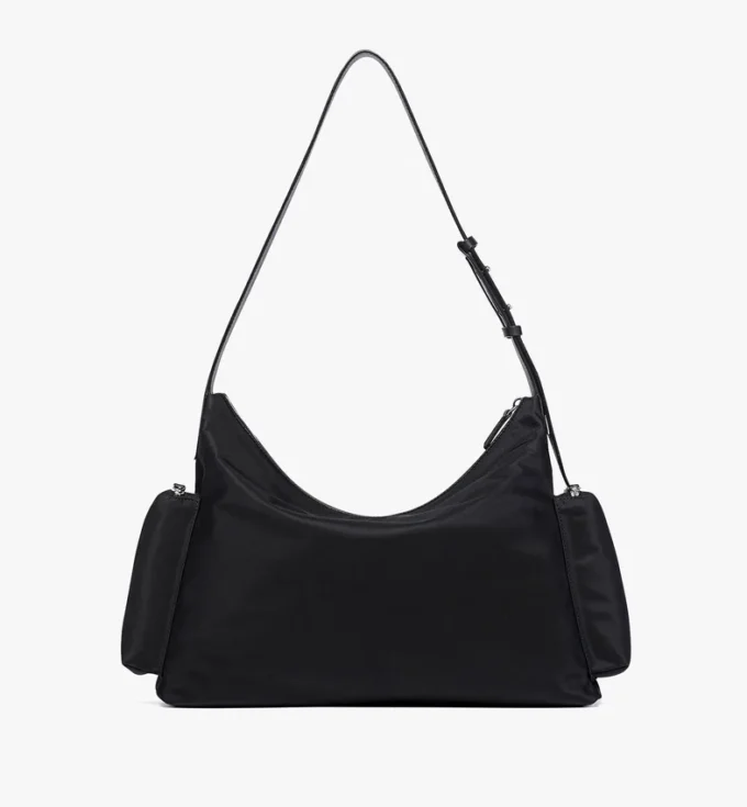 Aren Zip Hobo in Econyl® and Monogram Print Leather Aren Zip Hobo in Econyl® and Monogram Print Leather