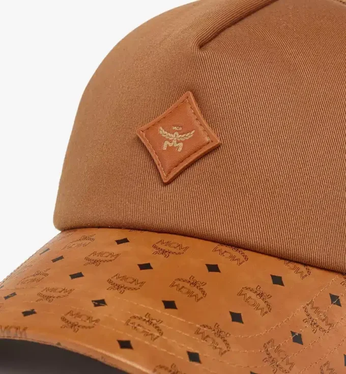 Diamond Cap in Cotton and Monogram Print Leather