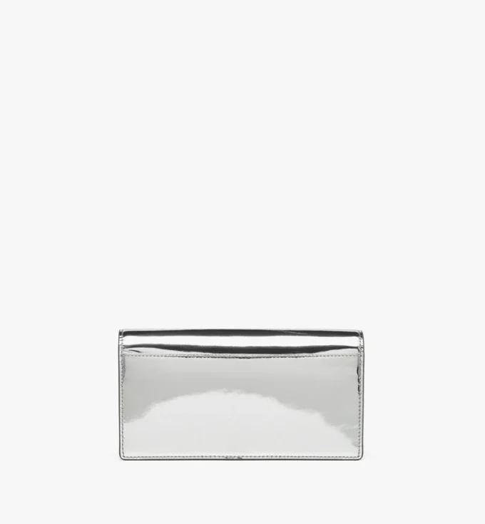 Diamond Chain Wallet in Metallic Mirror Leather