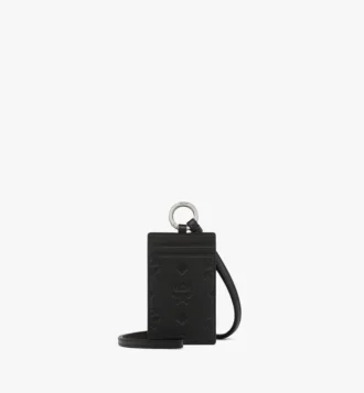 Lanyard Id Card Holder in Embossed Monogram Leather