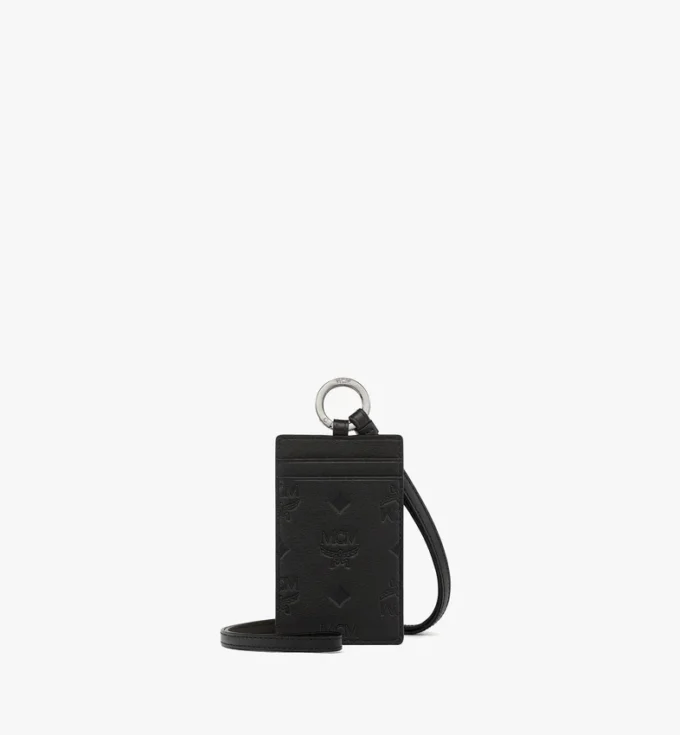 Lanyard Id Card Holder in Embossed Monogram Leather