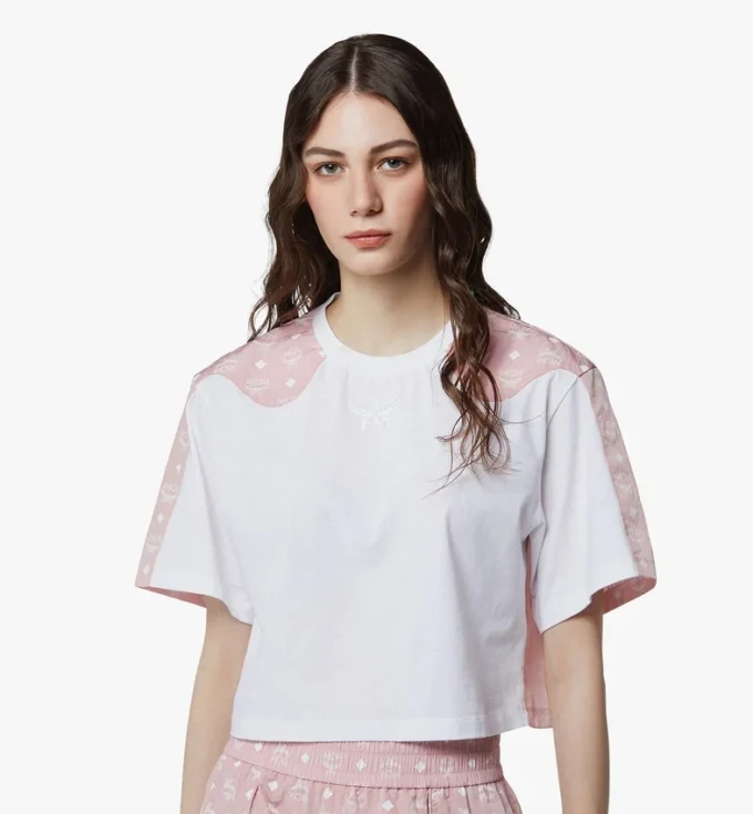 Laurel Cropped T-Shirt in Organic Cotton and Monogram Econyl®