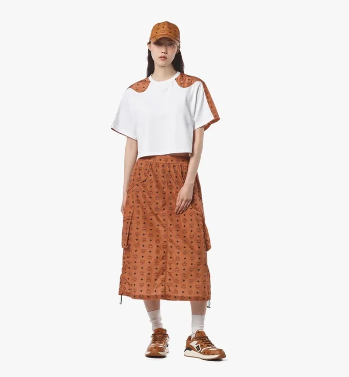 Monogram Midi Skirt in Recycled Nylon