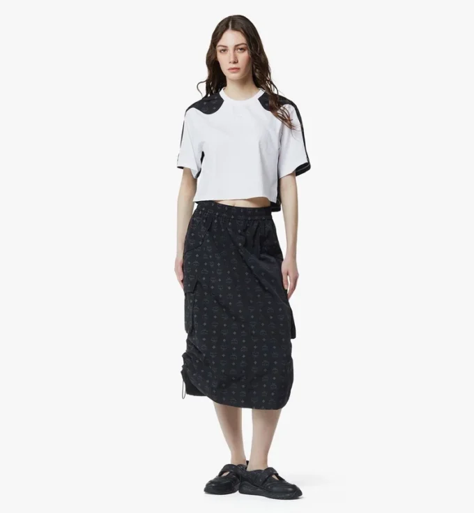 Monogram Midi Skirt in Recycled Nylon