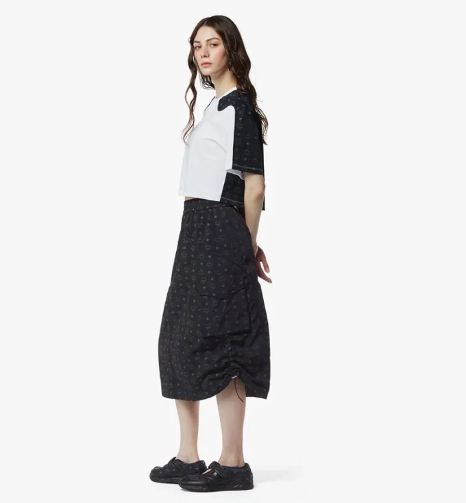 Monogram Midi Skirt in Recycled Nylon