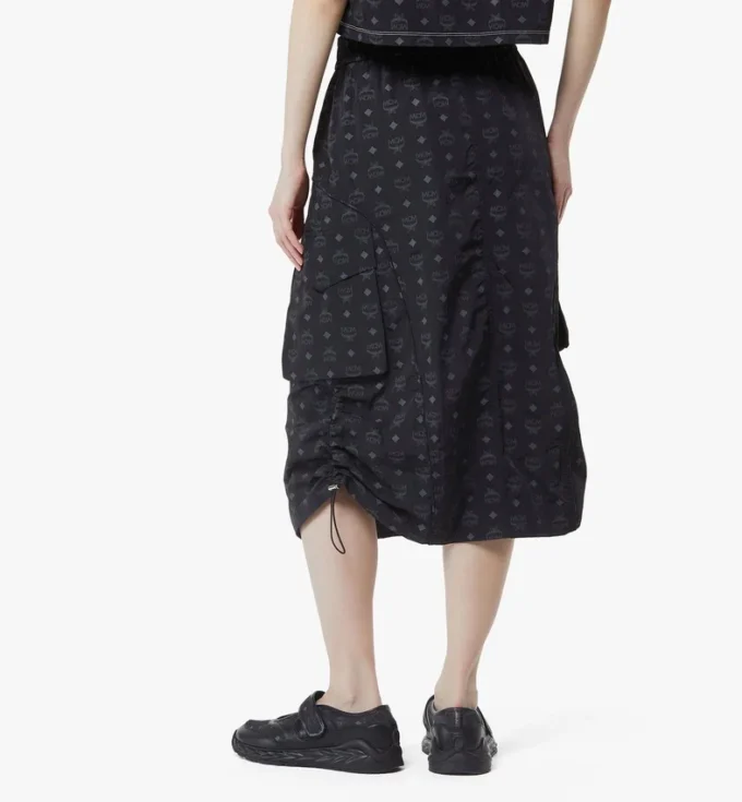 Monogram Midi Skirt in Recycled Nylon