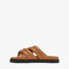 Monogram Print Cross Sandals in Lambskin