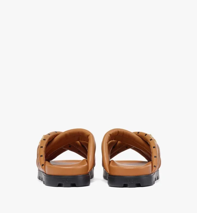 Monogram Print Cross Sandals in Lambskin
