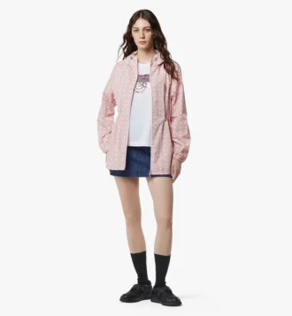 Monogram Print Hooded Windbreaker in Recycled Nylon