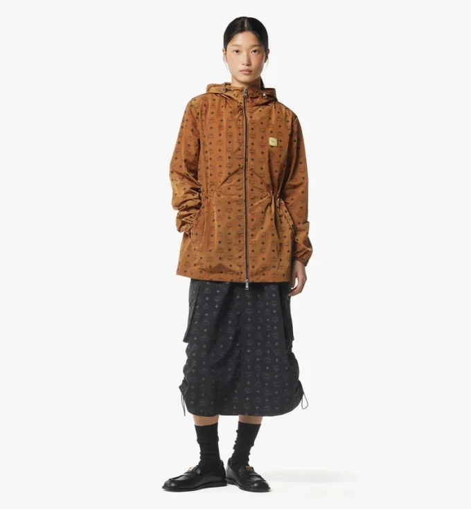 Monogram Print Hooded Windbreaker in Recycled Nylon