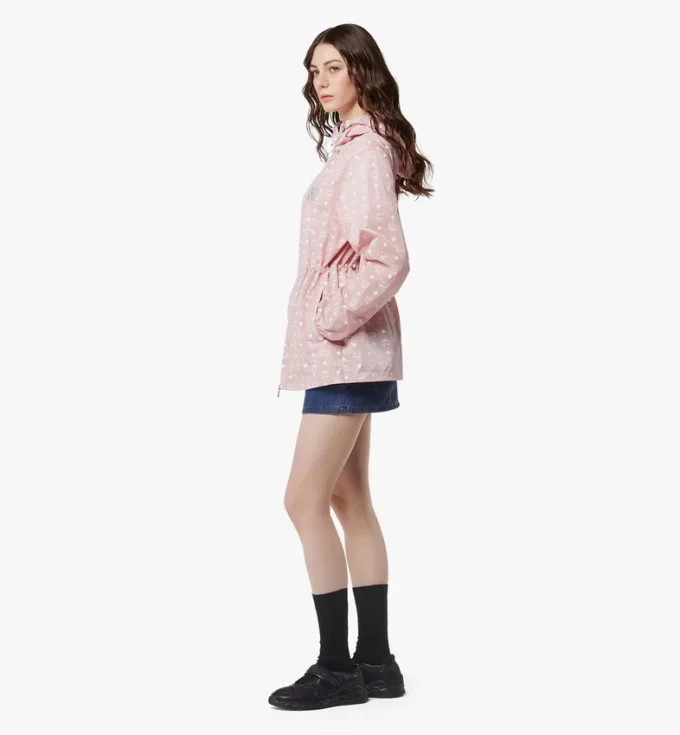 Monogram Print Hooded Windbreaker in Recycled Nylon