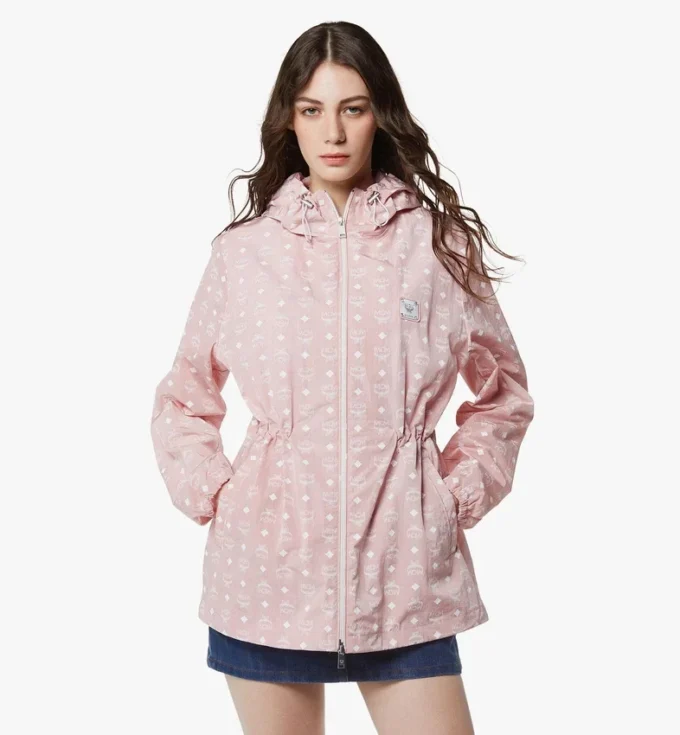 Monogram Print Hooded Windbreaker in Recycled Nylon