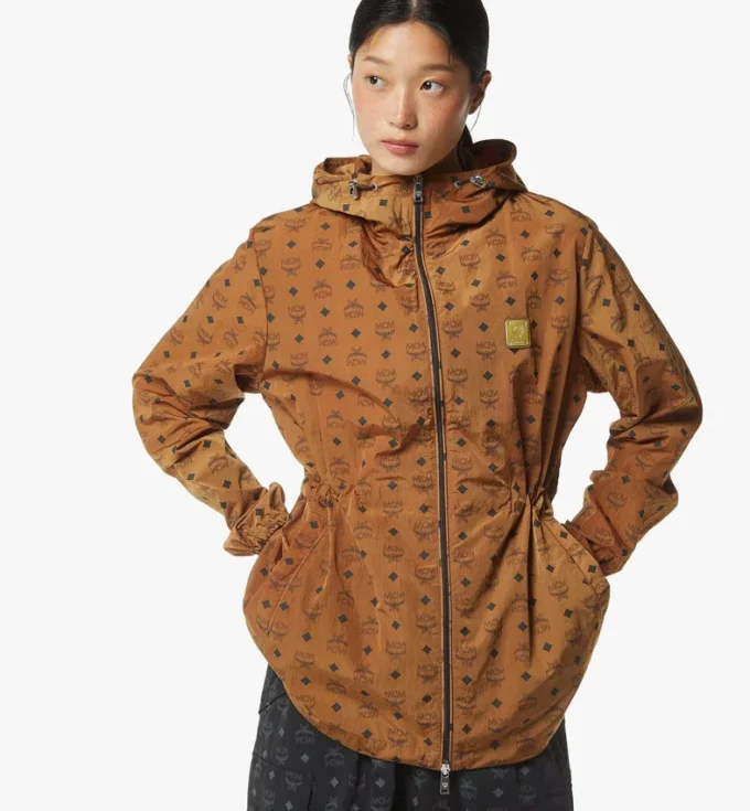 Monogram Print Hooded Windbreaker in Recycled Nylon
