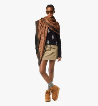 Monogram Shawl in Wool-Silk Jacquard
