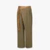 Pants in Wool Twill and Monogram Print Leather