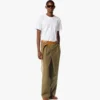 Pants in Wool Twill and Monogram Print Leather