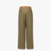Pants in Wool Twill and Monogram Print Leather