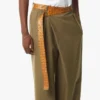 Pants in Wool Twill and Monogram Print Leather
