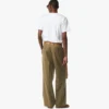 Pants in Wool Twill and Monogram Print Leather