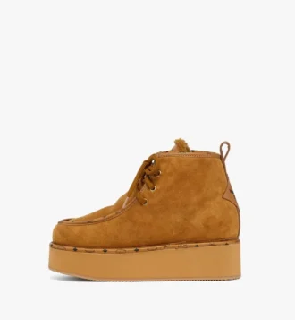 Platform Boots in Calfskin Suede Leather