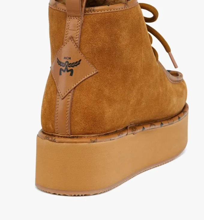 Platform Boots in Calfskin Suede Leather