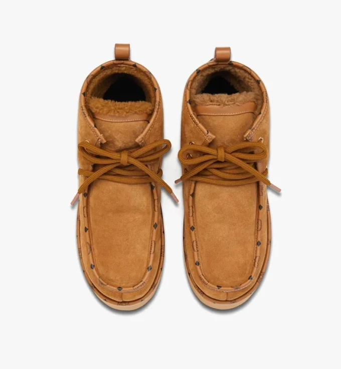 Platform Boots in Calfskin Suede Leather