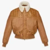 Shearling Bomber Jacket in Visetos Leather Mix