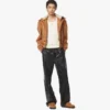 Shearling Bomber Jacket in Visetos Leather Mix