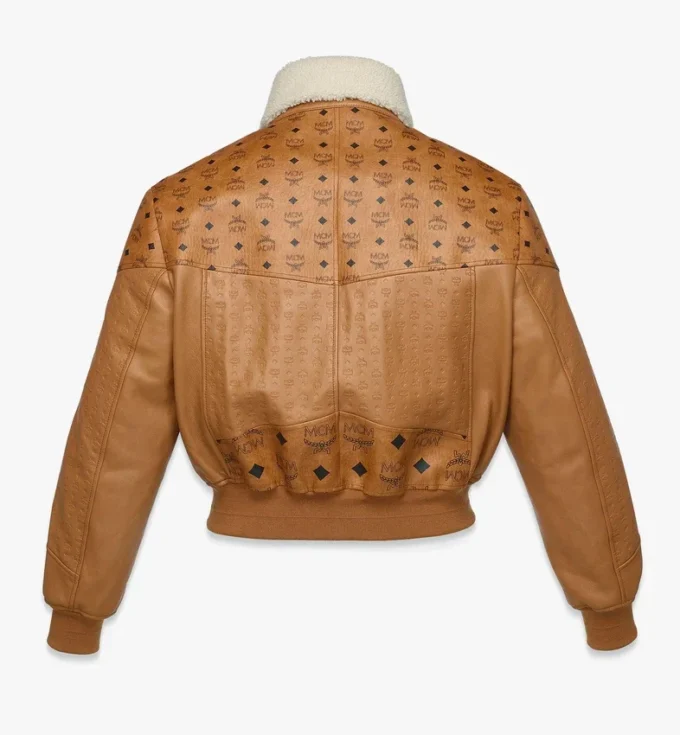 Shearling Bomber Jacket in Visetos Leather Mix