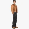 Shearling Bomber Jacket in Visetos Leather Mix