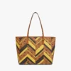 Studded Toni Top-Zip Shopper in Mega Herringbone Visetos