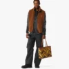 Studded Toni Top-Zip Shopper in Mega Herringbone Visetos