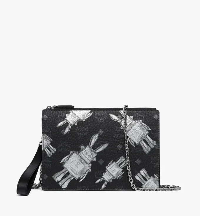 Wristlet Standing Pouch with Chain Strap in Rabot Visetos