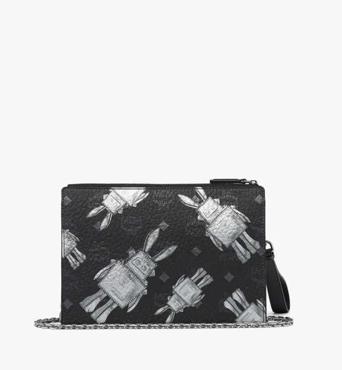 Wristlet Standing Pouch with Chain Strap in Rabot Visetos
